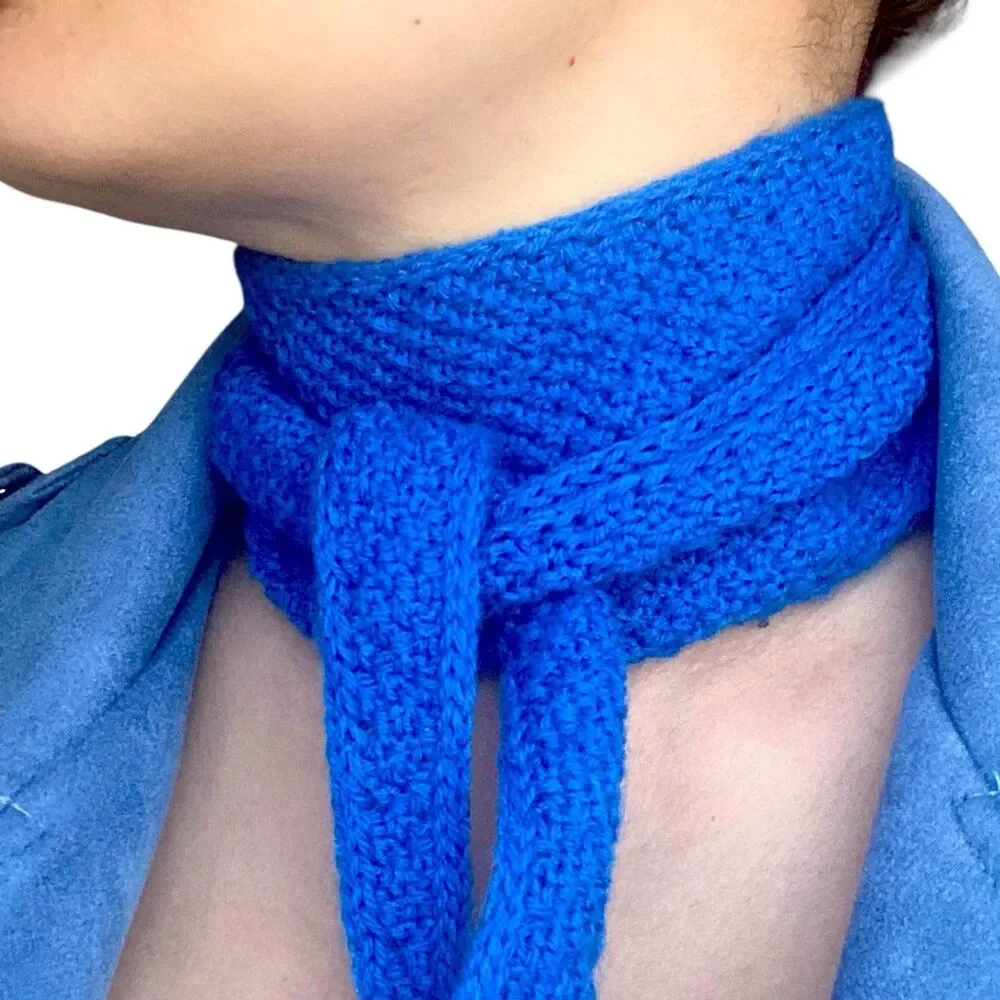 Sophie Scarf Blue Cashmere Neck Warmer Hand Knit Women Neckerchief Gift for Her